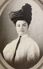 ANTIQUE CABINET CARD PHOTOGRAPH OF BEAUTIFUL EXOTIC LOOKING WOMAN WITH LARGE HAT