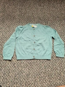 Mini Boden Button Front Cardigan Girls 4-5Y Teal Cotton Blue Green Sweater - Picture 1 of 3