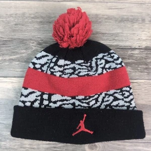 Y2K Air Jordan Beanie Hat Youth Jumpman Logo Pom Pom Basketball Elephant Print - Picture 1 of 9