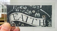 Stained glass Faith handmade kiln fired piece vintage stock