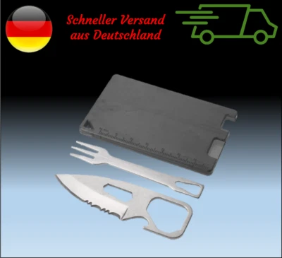 Mini Besteck im Kreditkartenformat Messer/Gabel EDC für Outdoor/Survival & To-Go - Bild 1 von 4