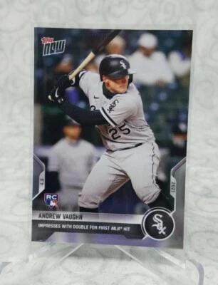 2021 TOPPS NOW #42 ANDREW VAUGHN - DOUBLES FOR 1ST MLB HIT - 4/6/21 - Image 1 of 2