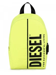 DIESEL Fluorescent Neon Yellow Logo & Slogan Kids Backpack School Bag RRP £94 - Picture 1 of 12