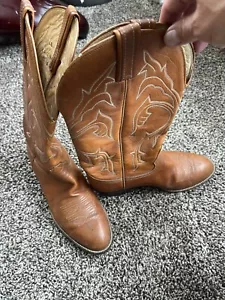 Vintage Hondo Boots Texas Cowboy Boots Men's Size 8.5 Light Brown Made Mexico - Picture 1 of 10