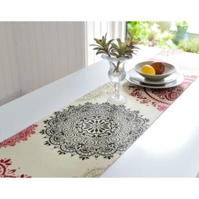 Essential Home Dallion Medallion Table Runner Neutral / Red / Multi 13 x 72" - Image 1 of 4
