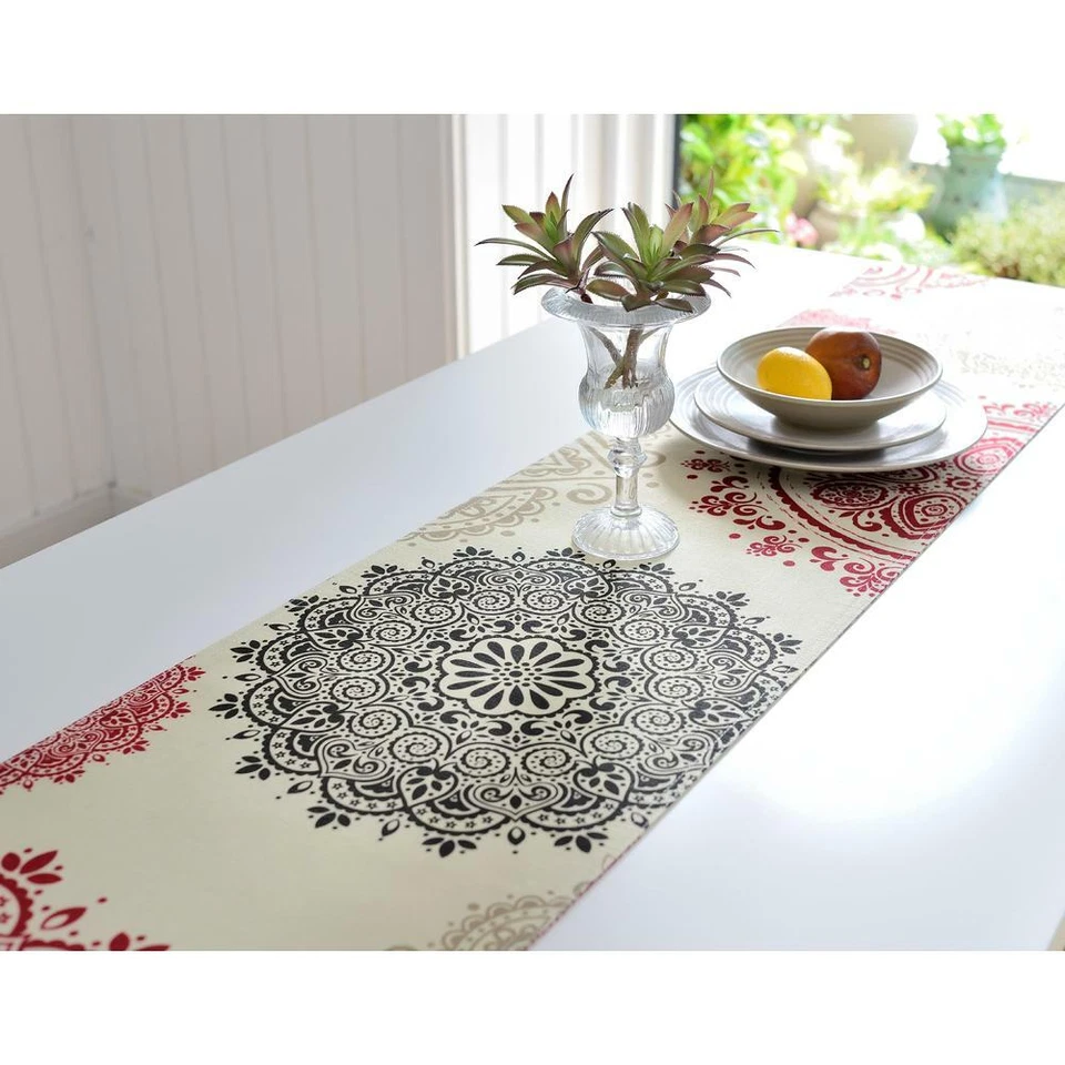 Essential Home Dallion Medallion Table Runner Neutral / Red / Multi 13 x 72" - Image 1 of 4
