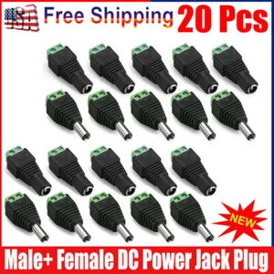 10 Pairs Male Female DC Power Plug Jack Adapter Connector 2.1x5.5mm US Stock - Picture 1 of 11