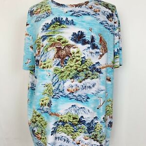 Vintage Polo Ralph Lauren T-Shirt XXL Tropical All Over Print Classic Fit Single