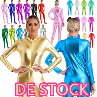 Damen!Wetlook Body Overalls Glänzende Ganzkörperanzug Tanz Party Kostüm Clubwear - Bild 1 von 4
