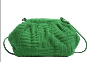 Designer Inspo Terry Green Logo Jacquard Veneta Pouch Clutch Bag - Picture 1 of 6