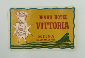 Original seltener Vintage Kofferaufkleber / Aufkleber Grand Hotel Vittoria Meina - Bild 1 von 2