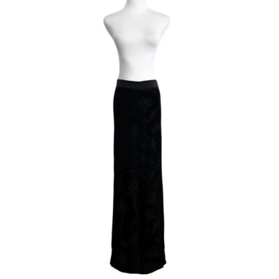 NWT TED BAKER BETTIAT BLACK FLORAL VELVET WIDE LEG PALAZZO FLOWY PANTS - S - Image 1 of 4