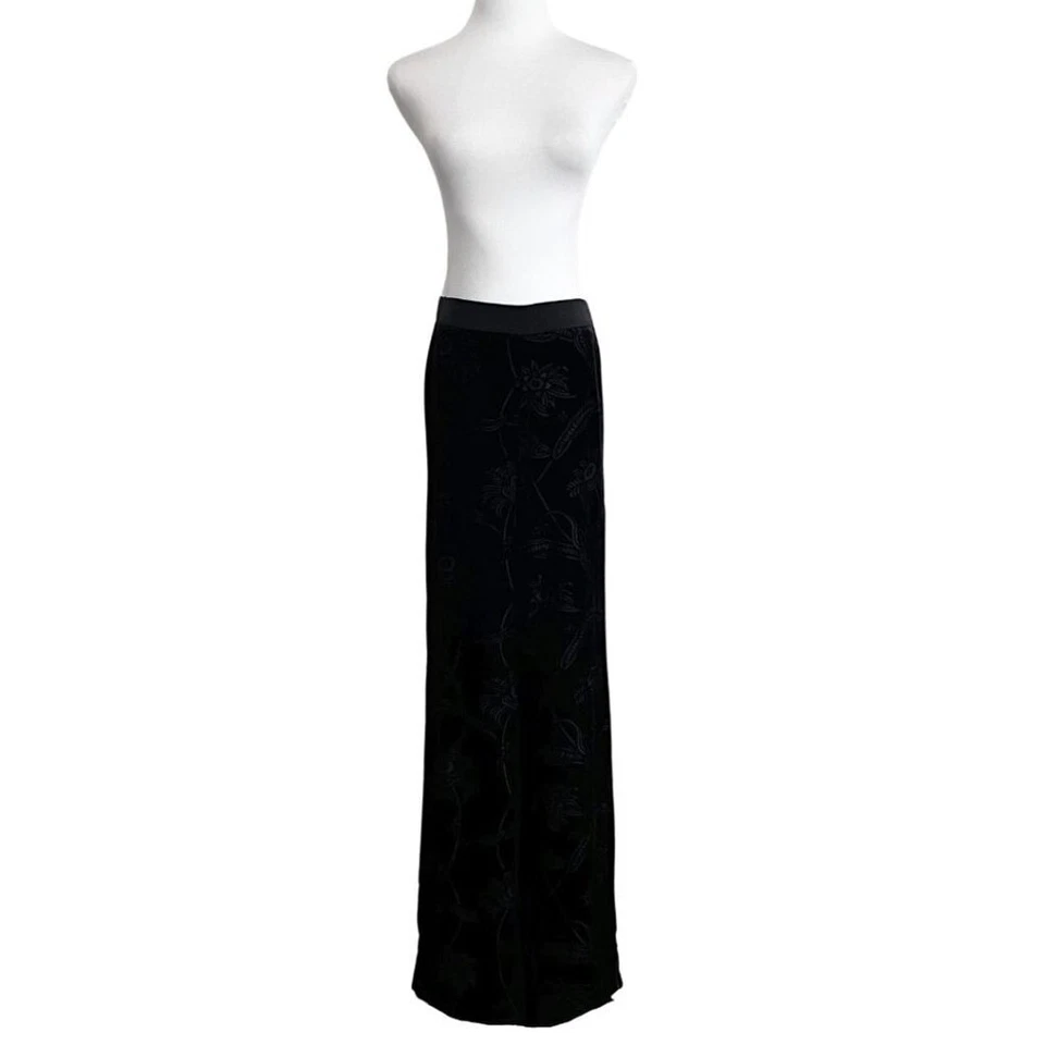 NWT TED BAKER BETTIAT BLACK FLORAL VELVET WIDE LEG PALAZZO FLOWY PANTS - Image 1 of 4