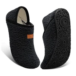 Womens Mens Slippers with Rubber Sole Soft 9.5-10 Women/8-8.5 Men Black - Picture 1 of 7