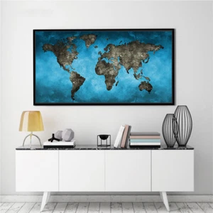 Pintura póster lienzo seda arte acuarela abstracto mapa del mundo pancarta sin marco BM04 - Imagen 1 de 10