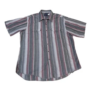 Wrangler Western Shirt Men XL LongTail Snap Button Tailored Stripe Short Sleeve - Picture 1 of 7