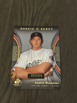 2004 Upper Deck SP Game Used Patch Rookie Debut /375 #107 JUSTIN HUISMAN Card RC - Image 1 of 2