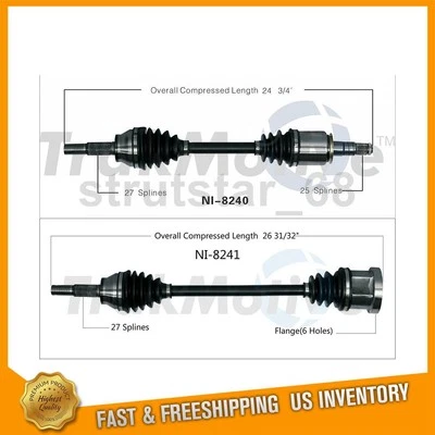 Eje CV TrakMotive delantero izquierdo delantero derecho 2X compatible con Infiniti FX35 2003-2008 Foto 1 de 3