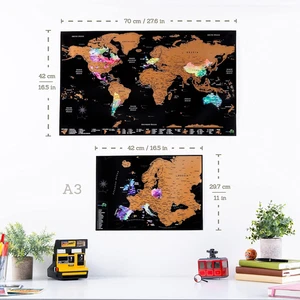 Scratchable World Map + Bonus Europe Map, Detailed Poster, Watercolour Wall A... - Picture 1 of 12