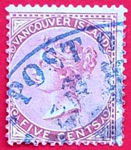British Columbia / Vancouver Island #5 Perf 14 Queen Victoria Used - Picture 1 of 2