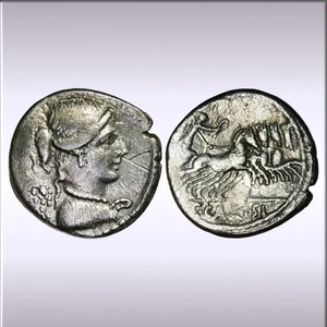 46 BC Roman Republic AR Denarius • T. Carisius • Victory & Quadriga • RRC 464/5 - Picture 1 of 10