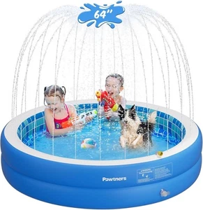 Inflatable Pool for Kids, Non-Slip Sprinkler Splash Pad Blue 64x12.2 Thickened - Bild 1 von 7