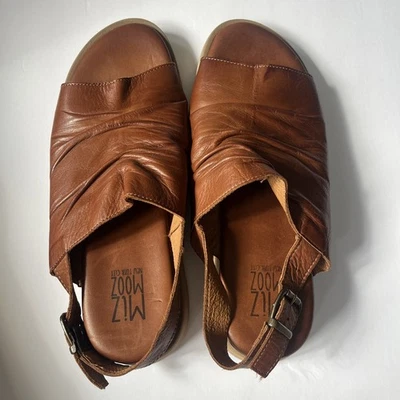 Miz Mooz Cornwall Leather Backstrap Sandals Wedge Brown Size 39 (US 8.5-9) - Image 1 of 4