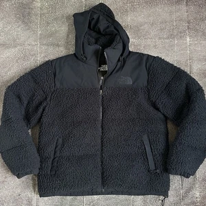 Men's The North Face Navy Blue Nuptse Sherpa High Pile Down Puffer Jacket Sz L - Picture 1 of 6