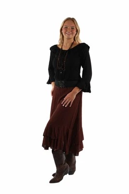 Scully Womens Crochet Band Chocolate 100% Rayon Skirt - Image 1 of 3