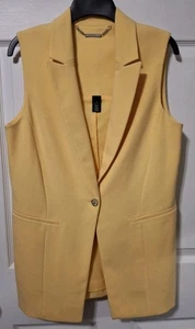 WHITE HOUSE BLACK MARKET Yellow Long Vest sz 8 - Picture 1 of 7