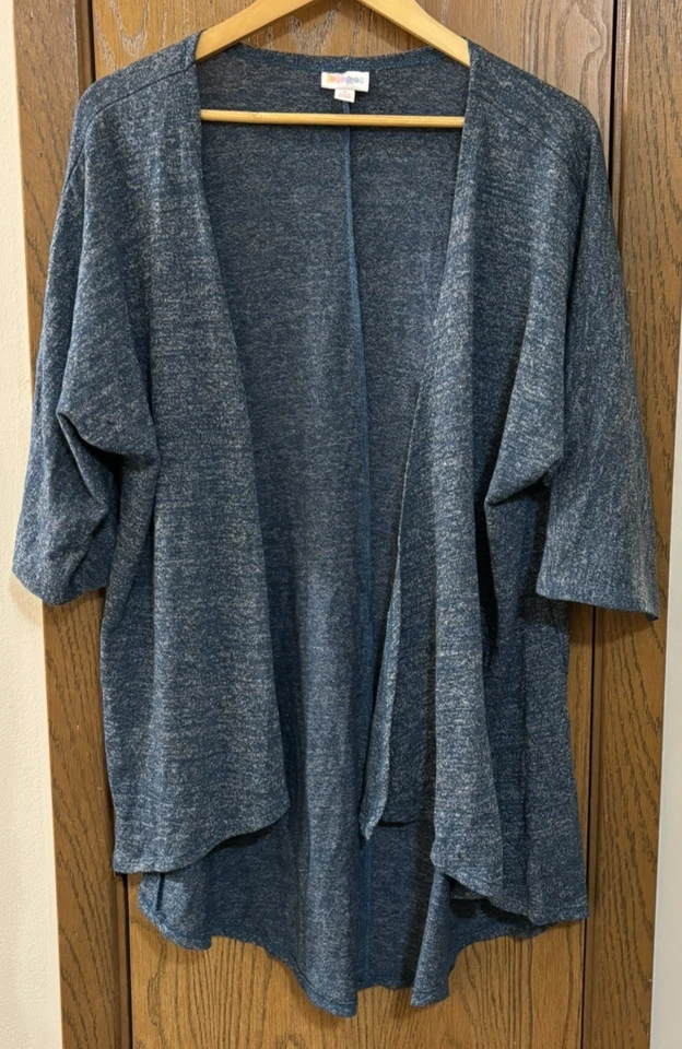 Cárdigan plumero LuLaRoe floral frente abierto manga corta talla pequeña azul jaspeado Foto 1 de 4