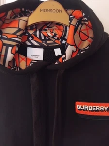Monogram-Lined Stretch-Cotton Relaxed-Fit Burberry Hoody - Picture 1 of 6