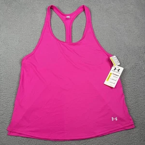 Camiseta sin mangas Under Armour HeatGear para mujer M rosa espalda deportiva calce suelto nueva con etiquetas gimnasio entrenamiento - Imagen 1 de 13