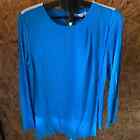 Womens Calvin Klein Blue Round Neck Long Sleeve Top With Beads Size X Large