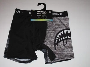 Hurley Big Boy's M Boxer Briefs Shorts Underwear 2 Pack Black Gray Camo 10-12 - Picture 1 of 2