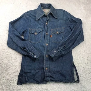 Camisa Denim Levis Naranja Tab De Colección Para Hombres S Lavado Oscuro Abotonada Trabajo Hecha en EE. UU. - Imagen 1 de 12