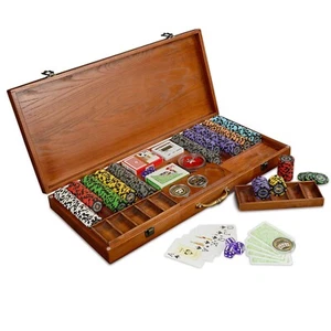 Set 500 fiches poker con custodia fiches professionali più 5 dadi poker Texas Holdem - Foto 1 di 10
