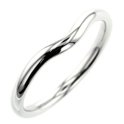 TIFFANY & Co. Platinum Elsa Peretti 2mm Curved Wedding Band Ring 8.5 $1,150 - Image 1 of 4