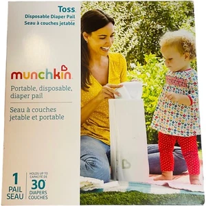 Munchkin Toss Portable Disposable Diaper Pail, 1 Pack, Holds 30 Diapers, White - Picture 1 of 5