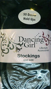 Dancing Girl One Size Lace Top 50 Denier Opaque Hold-ups Stockings in Black - Picture 1 of 1