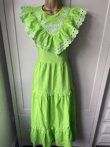 River island Green Embroidered Maxi Summer Dress - Size 8 - Picture 1 of 9