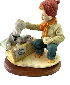 Estatuilla “Perro en Venta” con Base de Madera Cachorros Niño Decoración del Hogar - Imagen 1 de 6