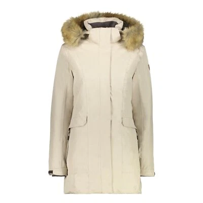 Chaqueta Cmp Exterior Mujer Parka Fix Capucha Crema A Prueba de Viento Cálida Foto 1 de 4
