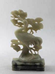 White Jade Carved Crane Tree Sculpture - Picture 1 of 6