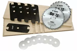 8" 24T Carbide Woodworking Stacked Dado Saw Blade Flat Bottom Cut - Picture 1 of 3