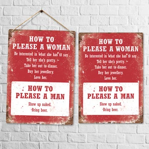 Metall Wandschild - How To Please A Woman - Fun Humor Geschenk Saucy - Bild 1 von 9