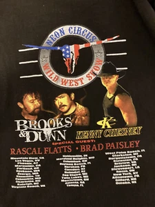 Vintage Brooks & Dunn Shirt Neon Circus Tour 2001 Concert Black Large misprint - Imagen 1 de 3