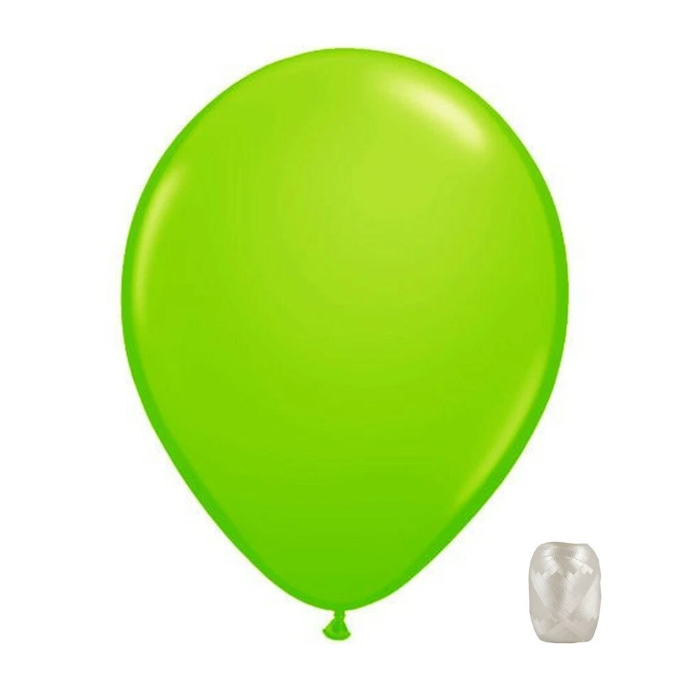 10 Pack Lime Green Transparent Jewel Latex 11" Balloons w/ Matching Ribbon - Image 1 of 1