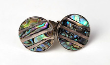 Alpaca  - Sterling Silver .925 & Abalone / Mother of Pearl - Round Cufflinks
