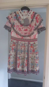comino couture london floral chiffon peter pan collar dress size 12 £125 - Picture 1 of 6